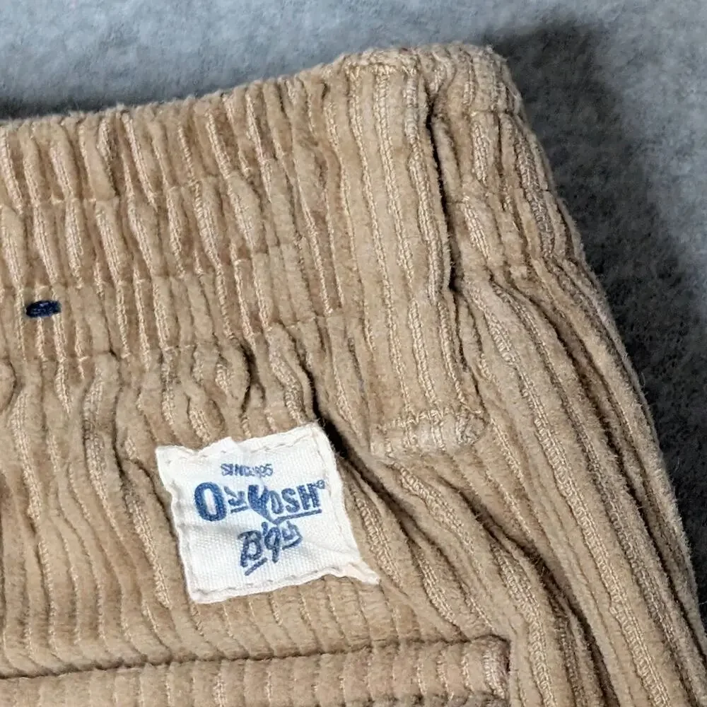 OshKosh B'Gosh Toddler Corduroy Pants 24M Cargo Pockets Lined Camel Tan Red